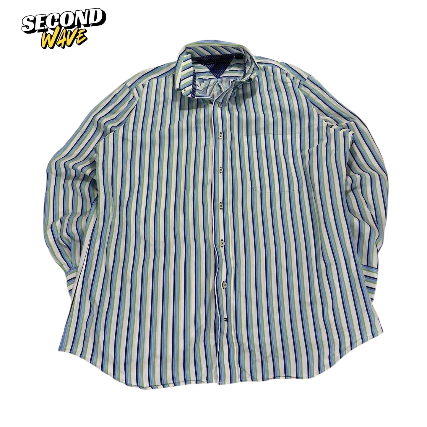 TOMMY HILFIGER STRIPED BUTTON UP SHIRT (M)