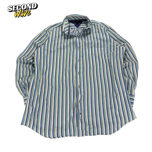TOMMY HILFIGER STRIPED BUTTON UP SHIRT (M)