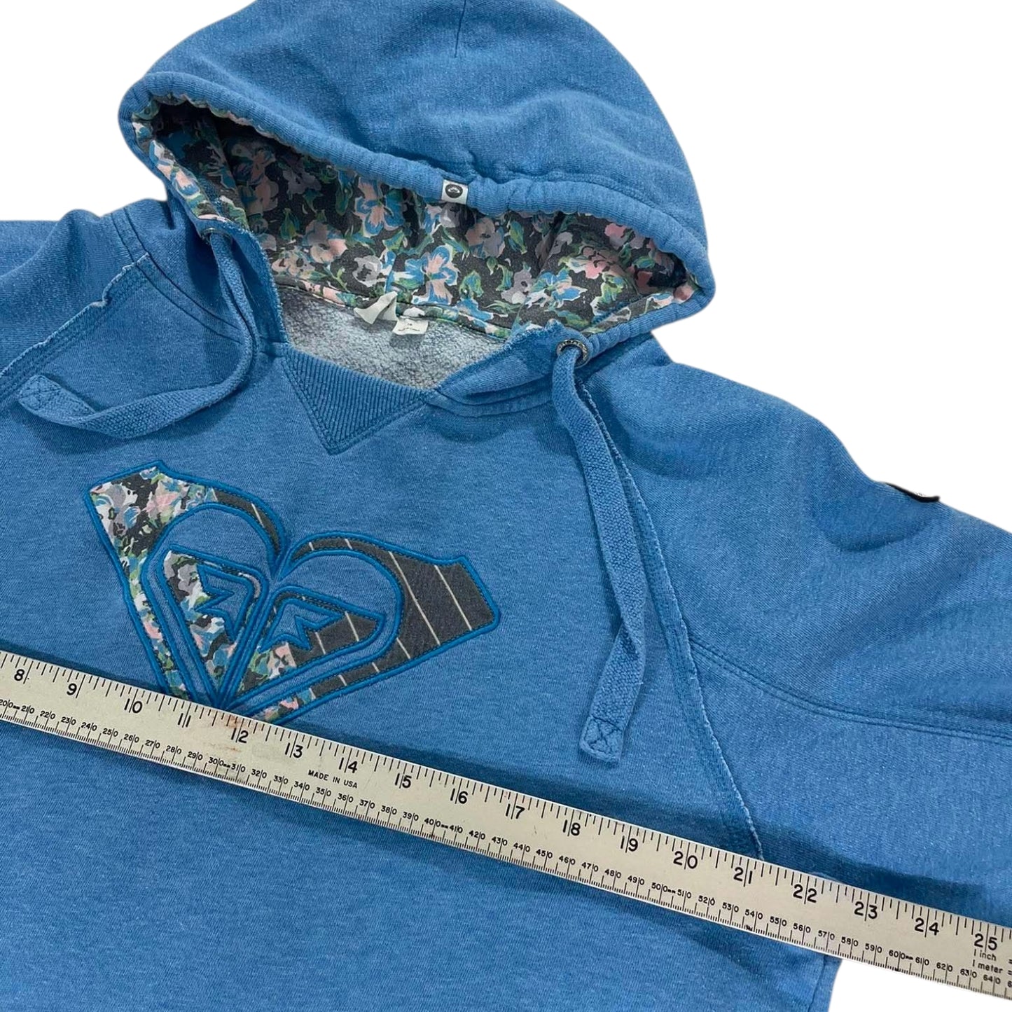 VINTAGE EMBROIDERED FLORAL ROXY BLUE HOODIE (M)