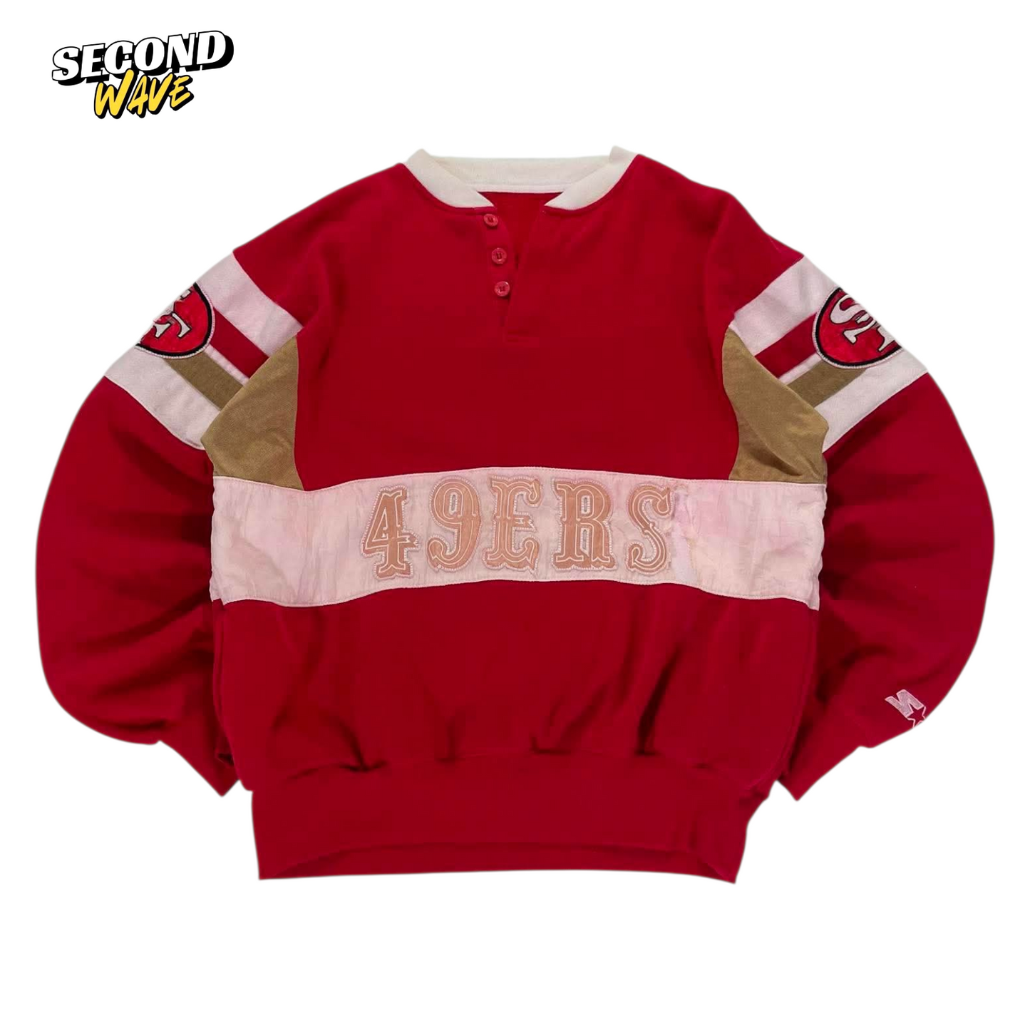 VINTAGE TRASHED VIBES STARTER SAN FRANCISCO 49ERS RED CREWNECK SWEATSHIRT (M)