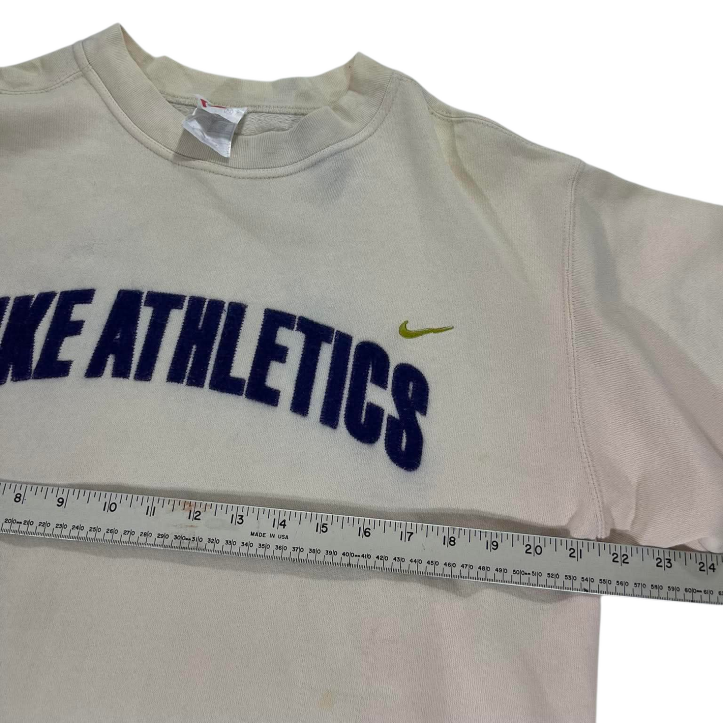 VINTAGE SPELLOUT NIKE ATHLETICS CREAM SWEATSHIRT (M-L)