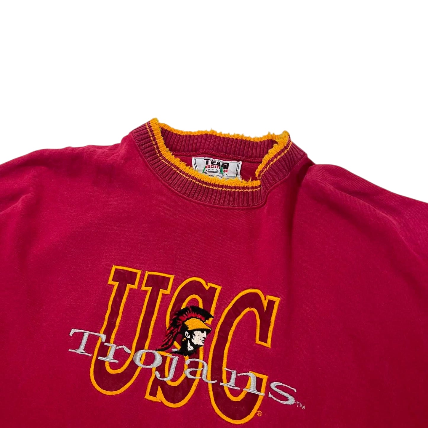90S USC TROJANS EMBROIDERED RED CREWNECK (XL)