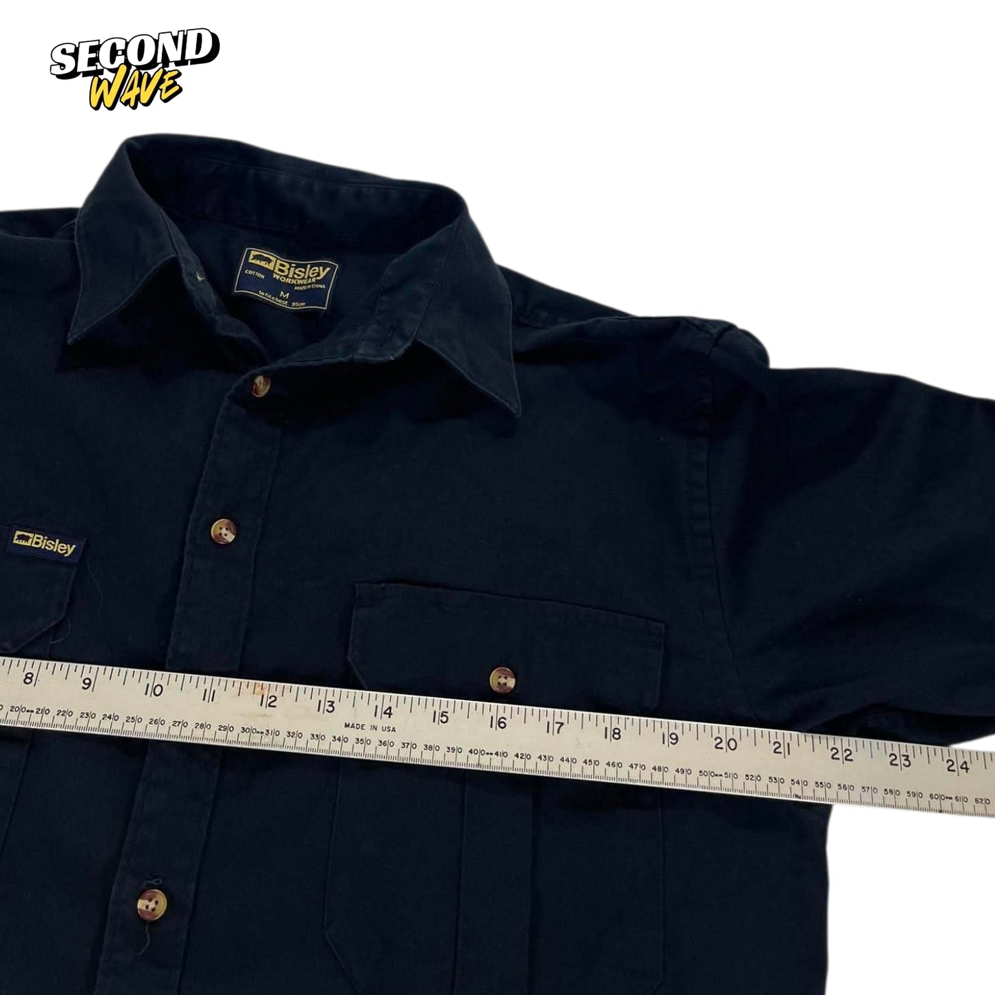 BISLEY BLACK WORKWEAR BUTTON UP (M)
