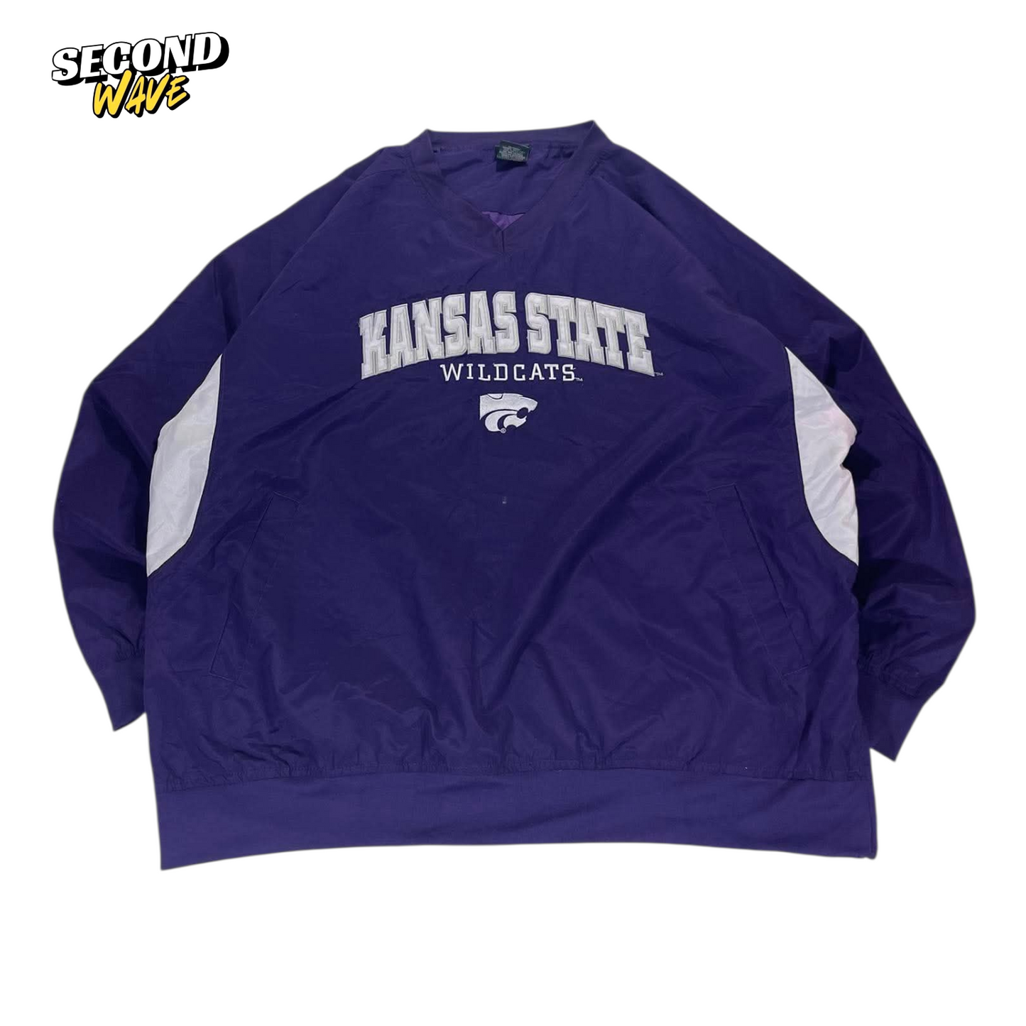 VINTAGE KANSAS STATE WILDCATS PURPLE PULLOVER WINDBREAKER JACKET (L)