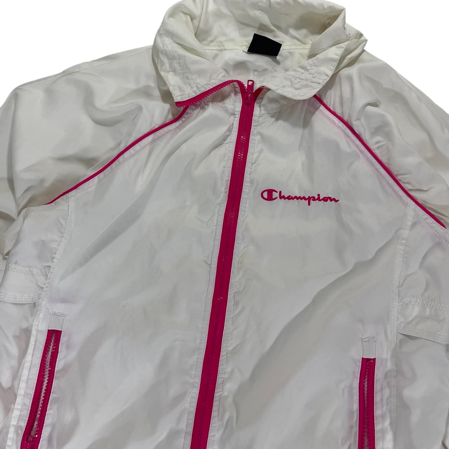 VINTAGE CHAMPION WHITE & PINK WINDBREAKER JACKET (12)