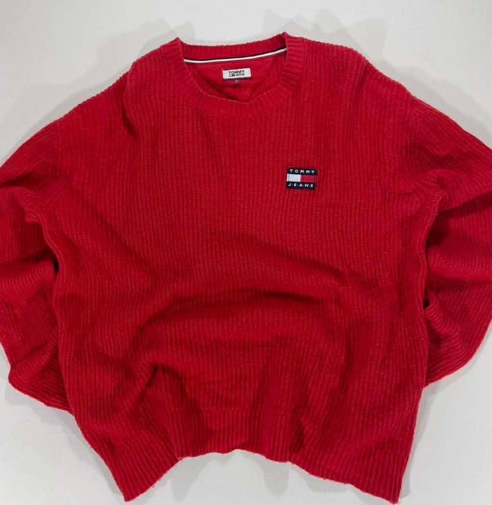 VINTAGE TOMMY HILFIGER RED SWEATER ( WOMENS-L )
