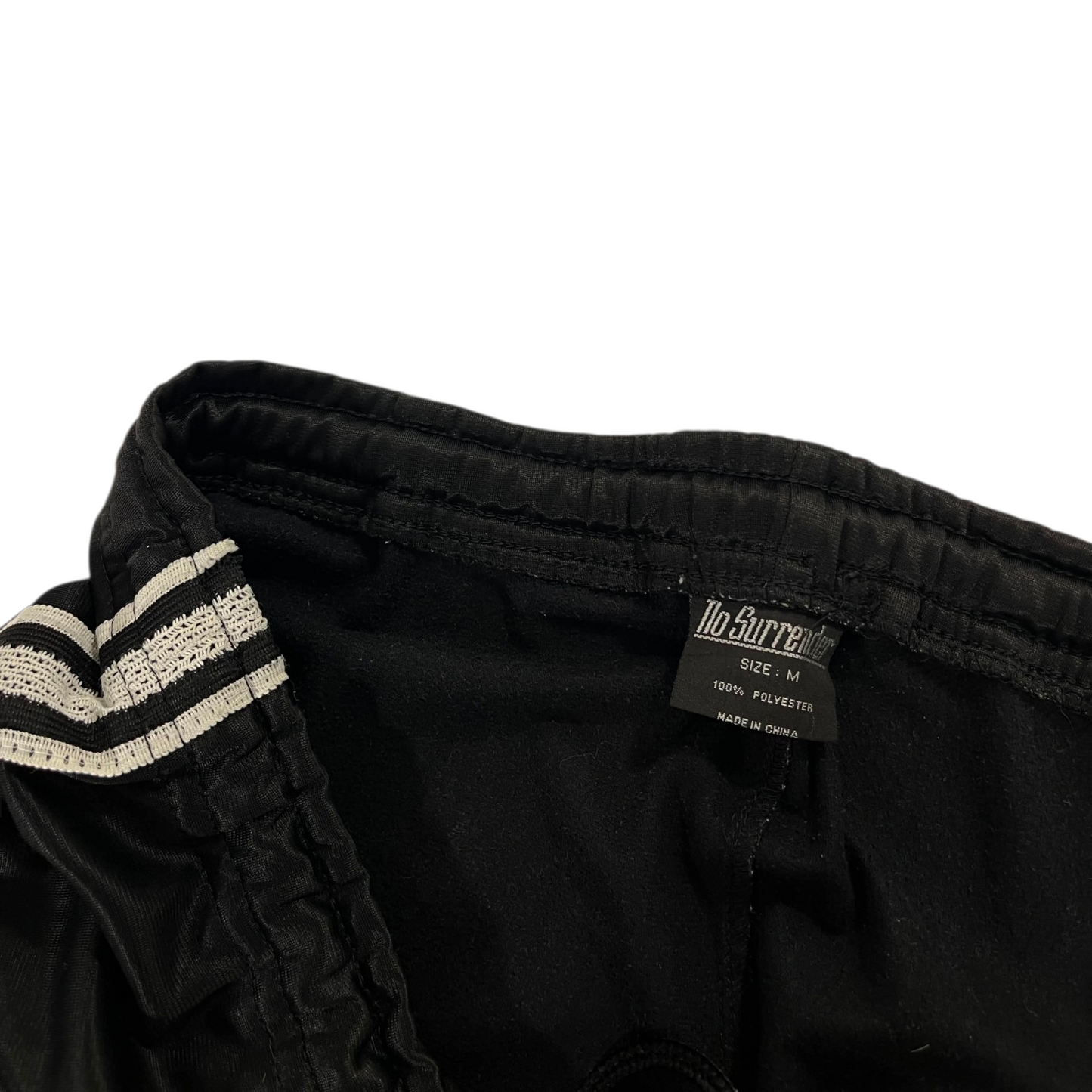 NO SURRENDER BLACK POLYESTER TRACK PANTS (M)