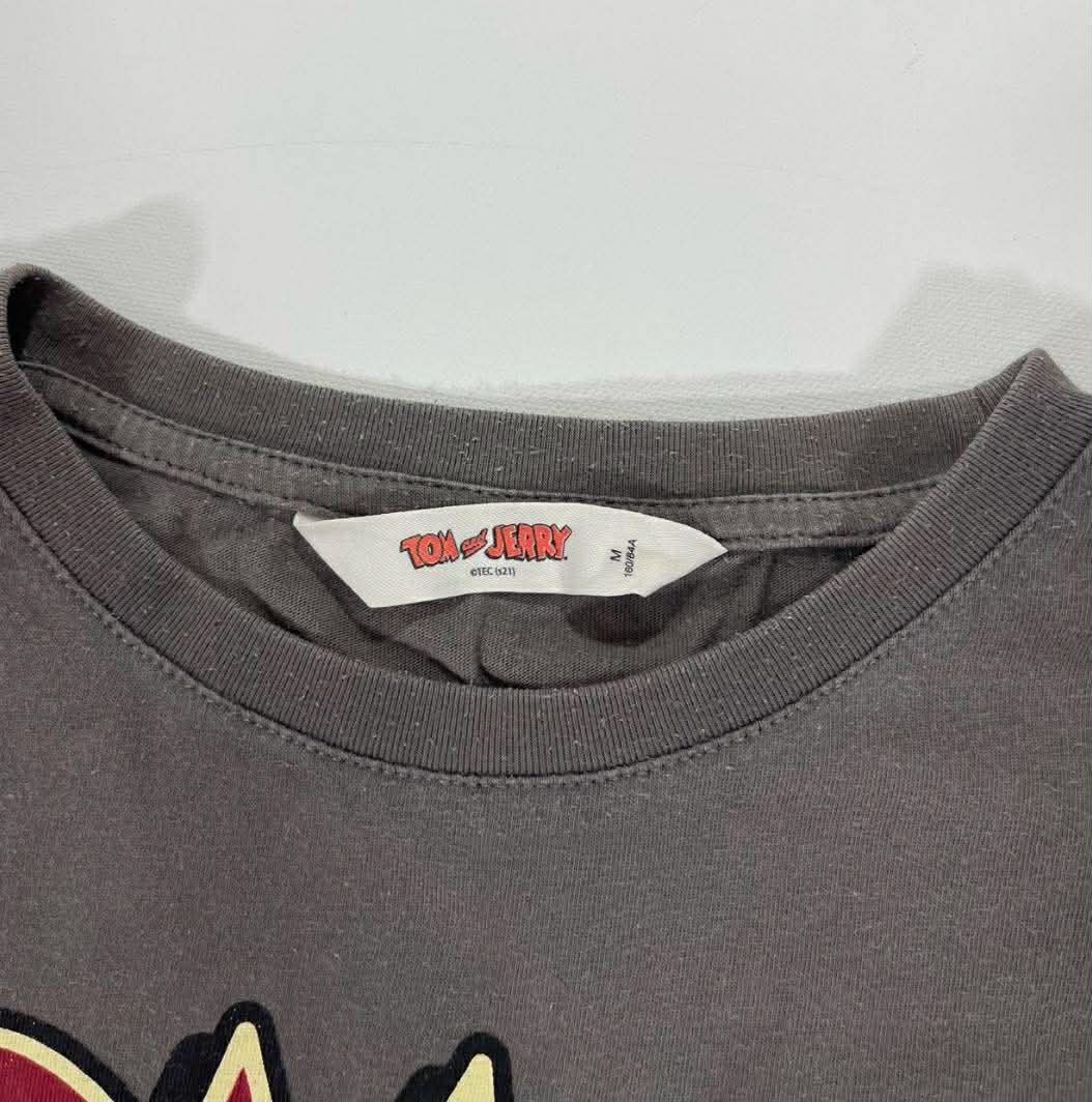 VINTAGE TOM AND JERRY GREY COTTON T-SHIRT (M)