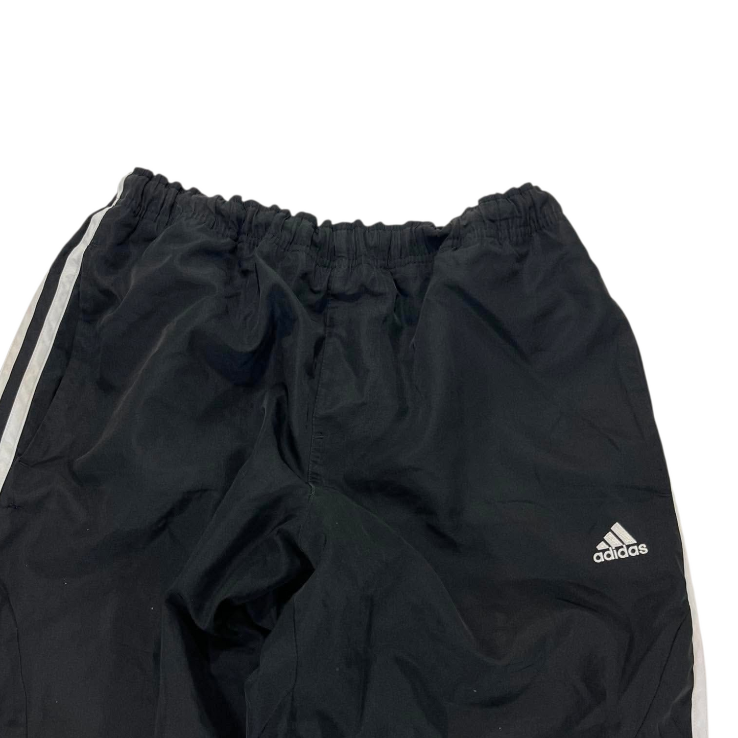 VINTAGE ADIDAS BLACK TRACK PANTS WITH WHITE STRIPED (42-44)