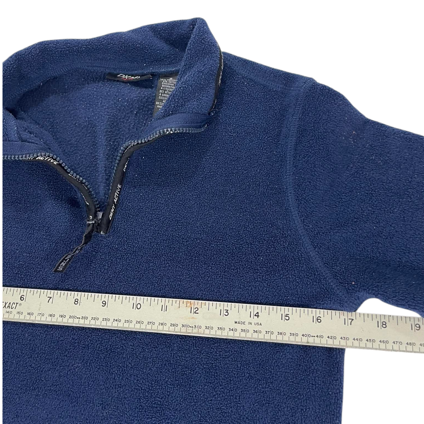 DKNY NAVY BLUE QUARTER ZIP FLEECE SWEATSHIRT (S)