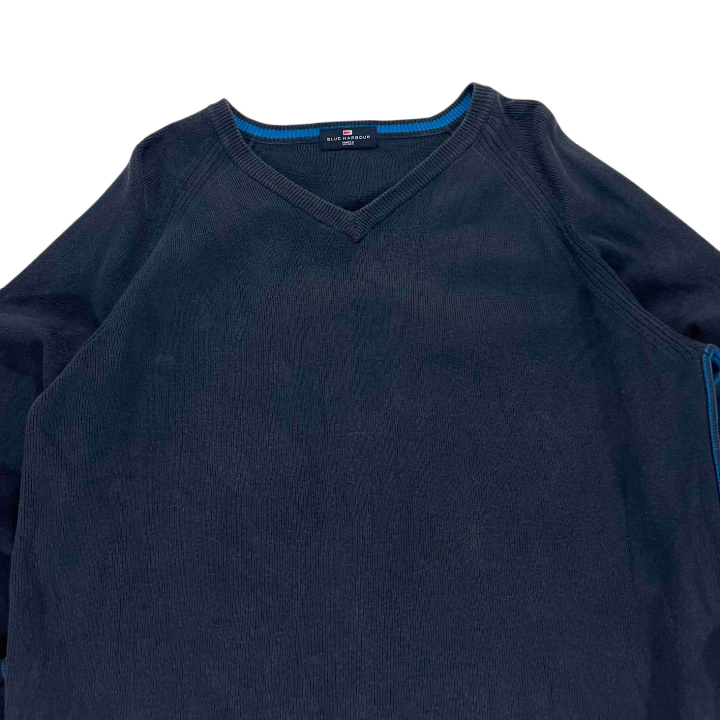VINTAGE BLUESTONE X MARK SPENCER NAVY BLUE V-NECK SWEATER (L)