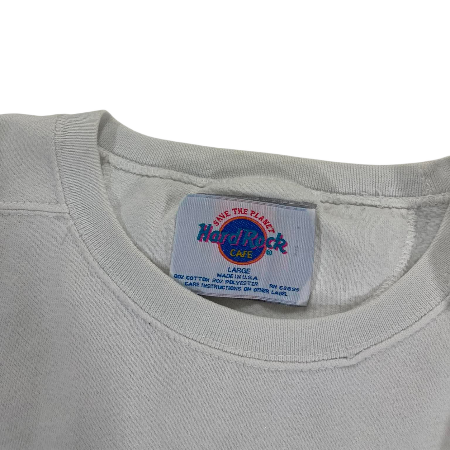 VINTAGE EMBROIDERED HARD ROCK CAFE OSAKA WHITE SWEATSHIRT (L)
