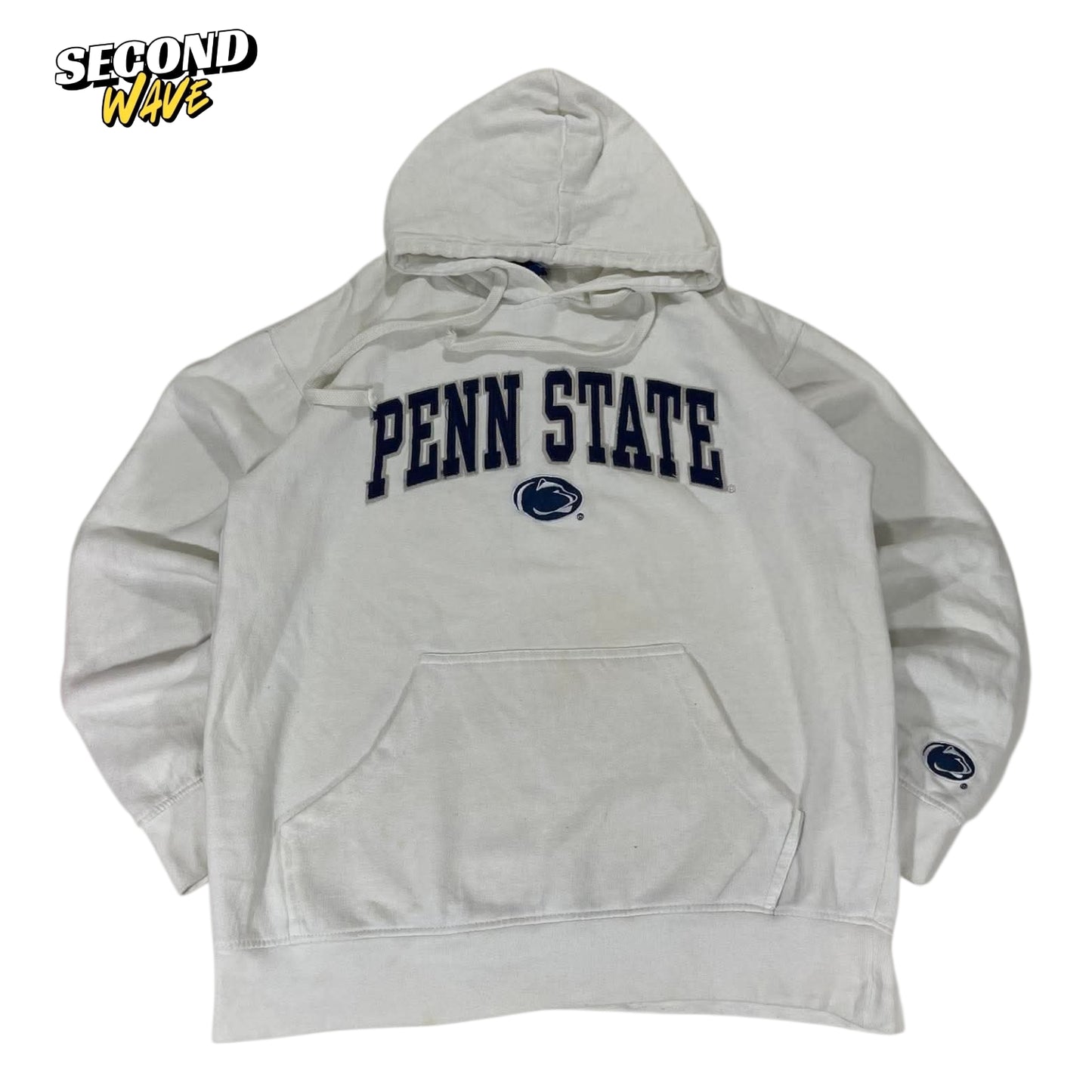 VINTAGE EMBROIDERED PENN STATE WHITE HOODIE (L)