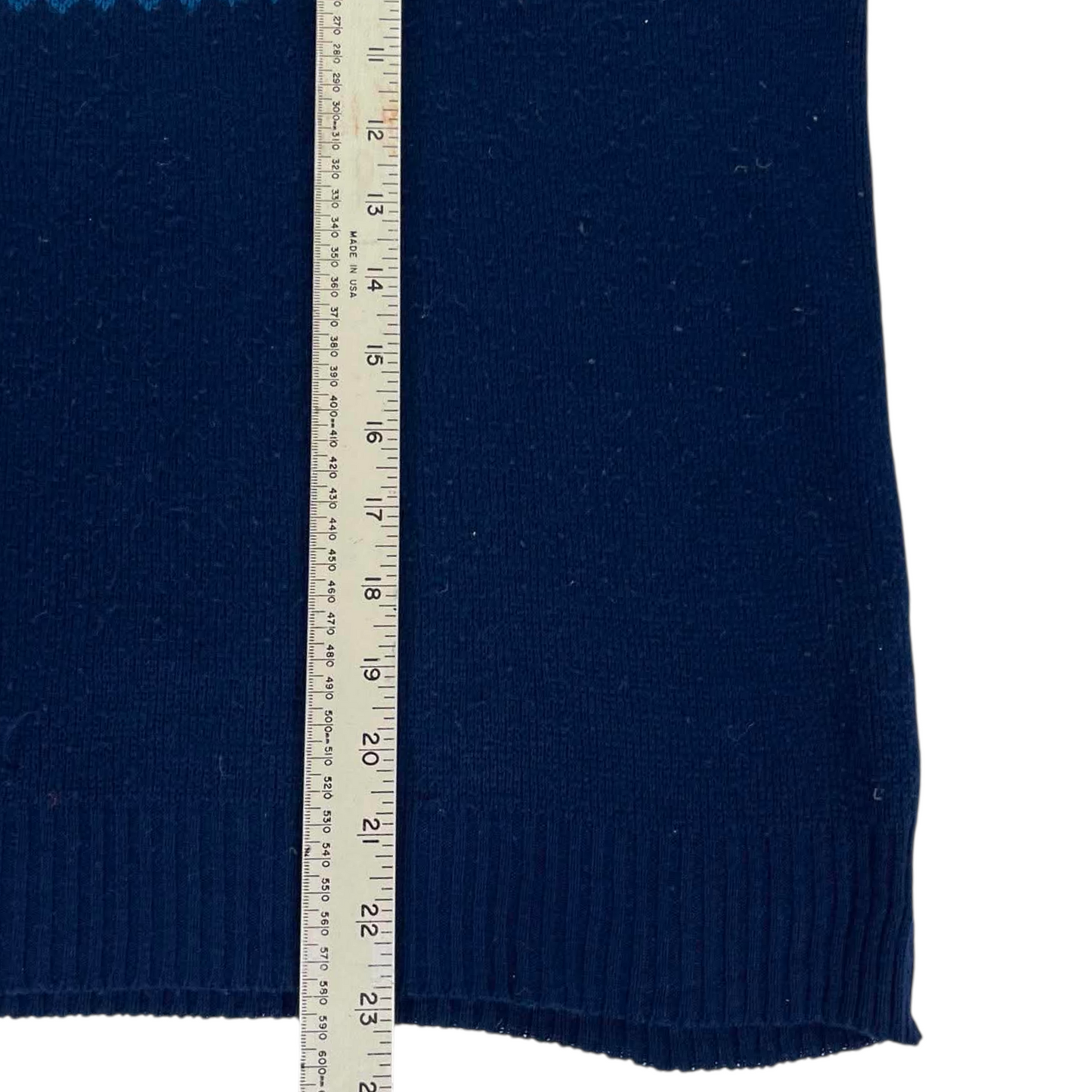 NAVY BLUE VINTAGE SWEATER WITH RED ACCENTS (M)
