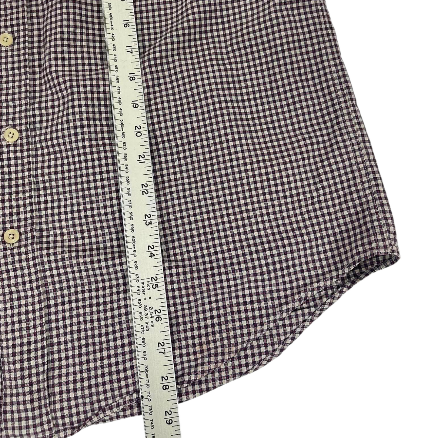 NAUTICA BROWN GINGHAM BUTTON DOWN SHIRT (L)