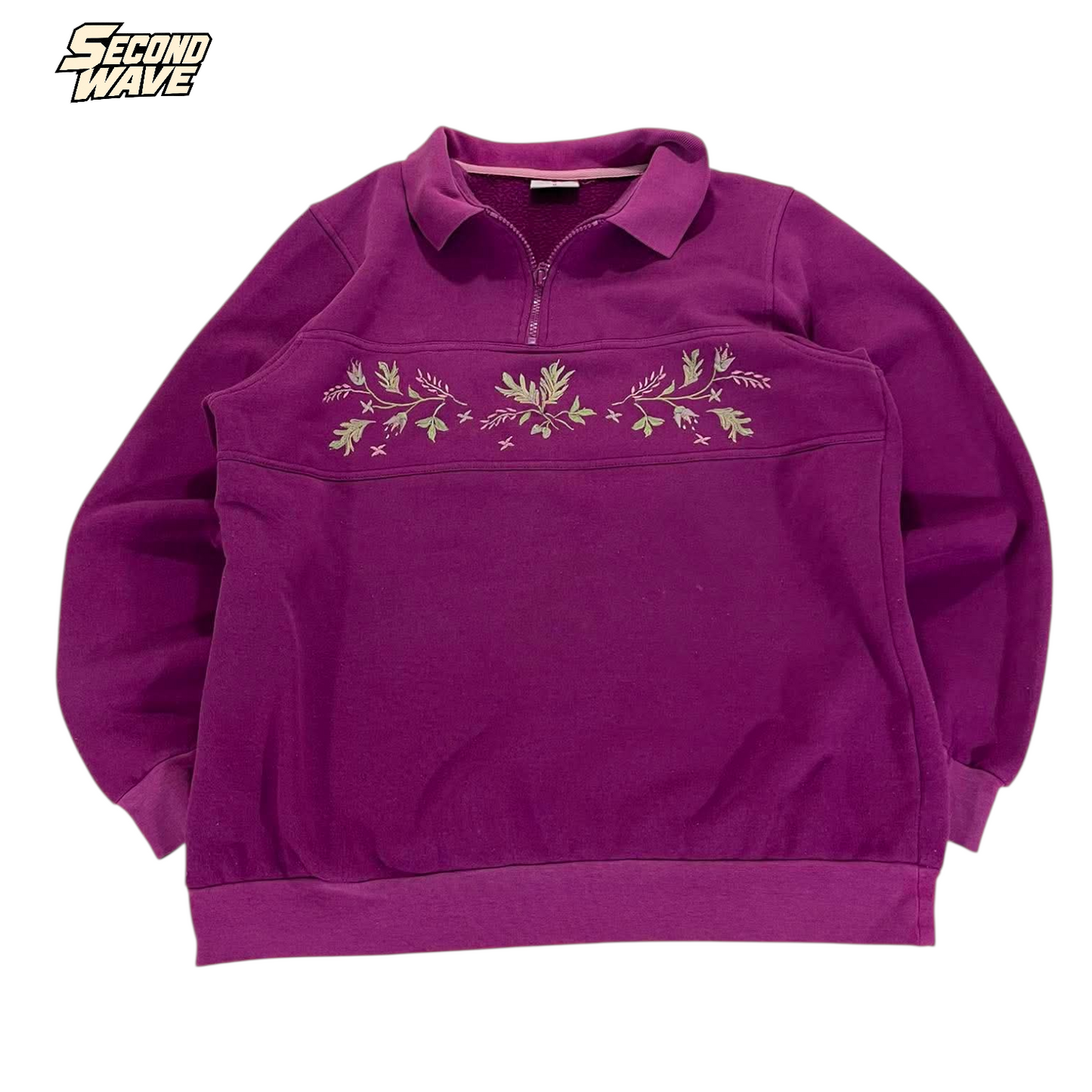 EMBROIDERED PICK BERRY PURPLE QUARTER ZIP (M)