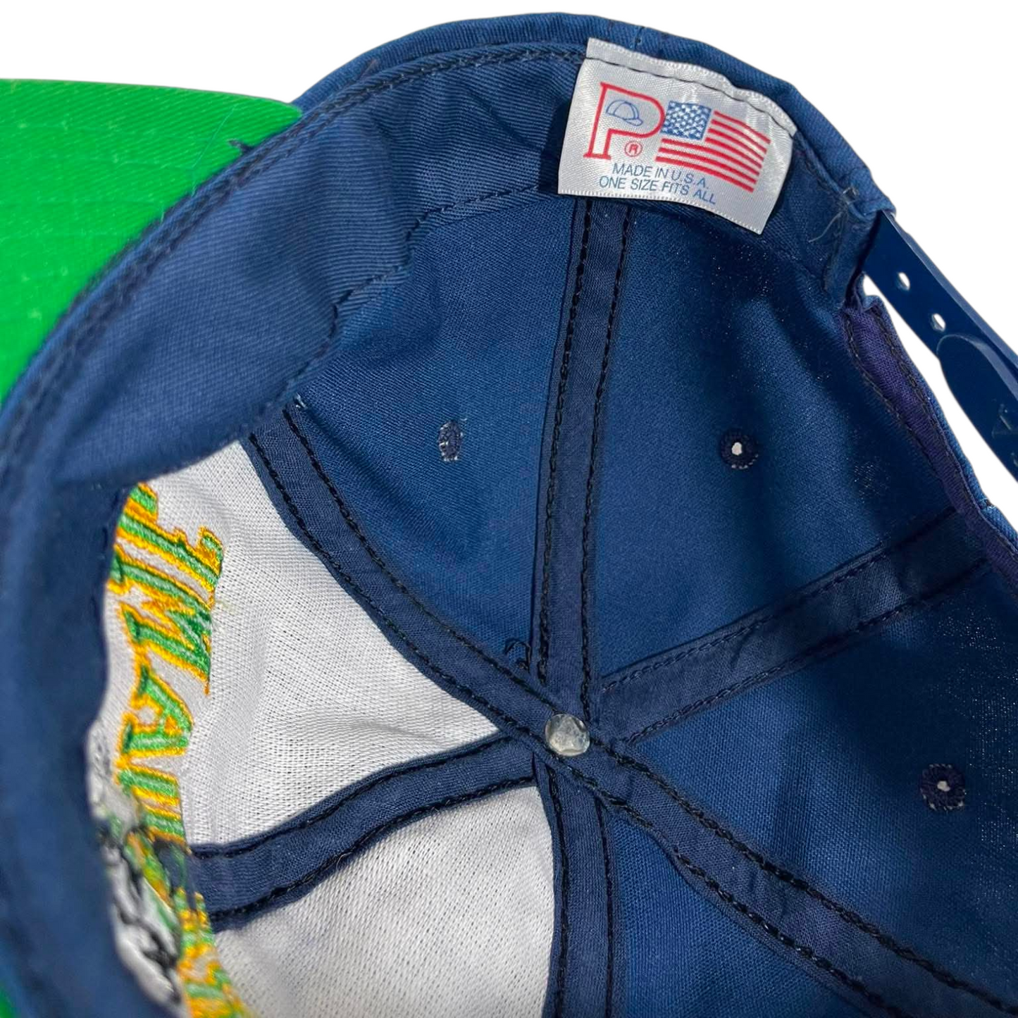 VINTAGE NOTRE DAME FIGHTING IRISH BLUE SNAPBACK HAT (OSFA)