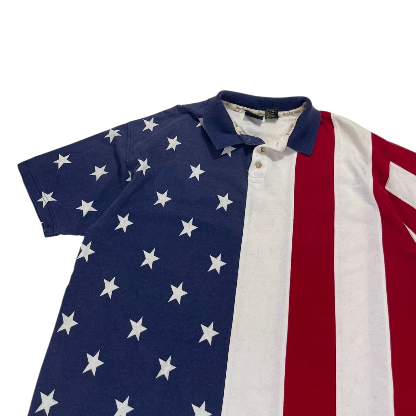 VINTAGE PASSB REDHEAD USA FLAG POLO SHIRT (L)