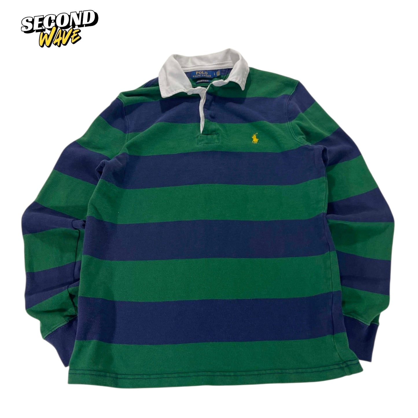 POLO RALPH LAUREN GREEN RUGBY SHIRT (S-M)