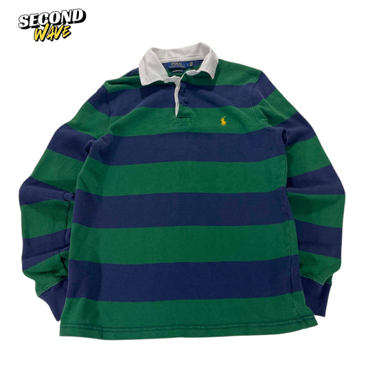 POLO RALPH LAUREN GREEN RUGBY SHIRT (S-M)