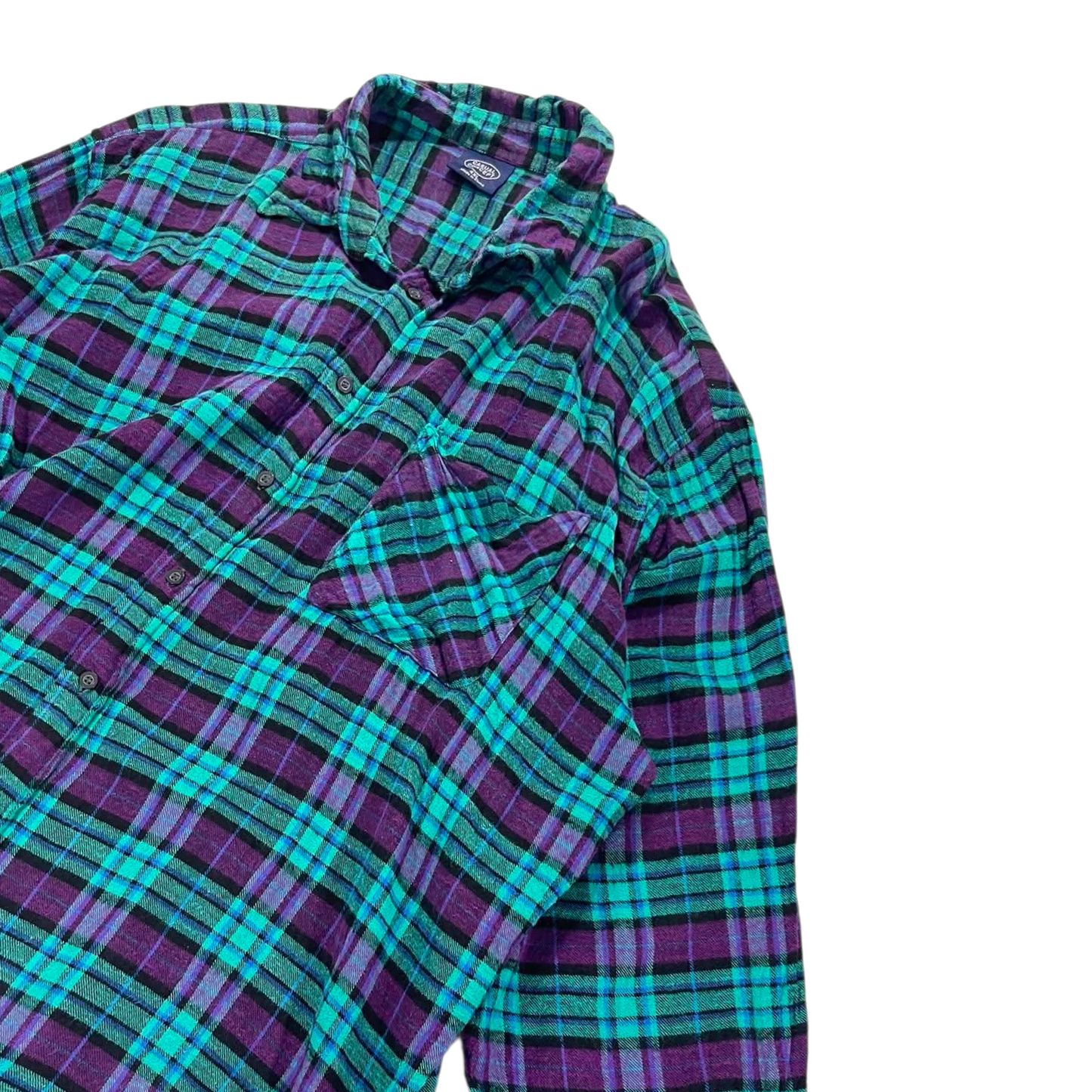 VINTAGE CASUAL CLUB PURPLE PLAID FLANNEL SHIRT (XXL-XXXL)