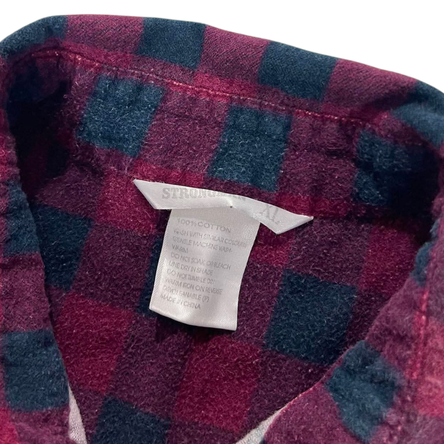 100% COTTON STRONGMAN PLAID BUTTON UP (XL)