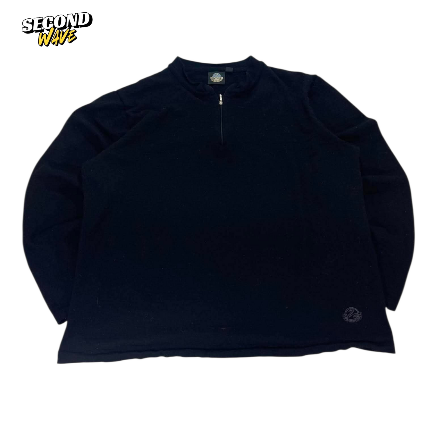 100% MERINO WOOL SWANDRI BLACK QUARTER ZIP SWEATSHIRT (M-L)