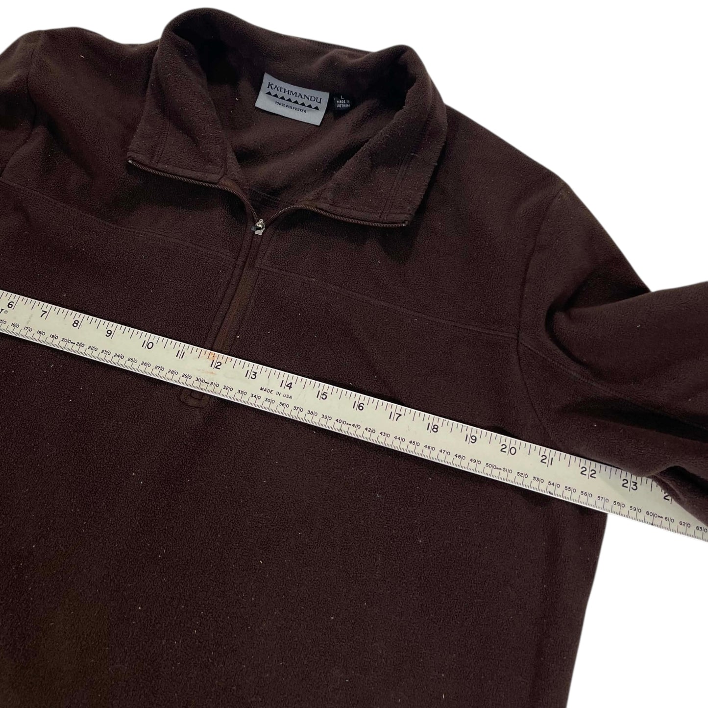 VINTAGE KATHMANDU BROWN POLYESTER FLEECE QUARTER ZIP (L)