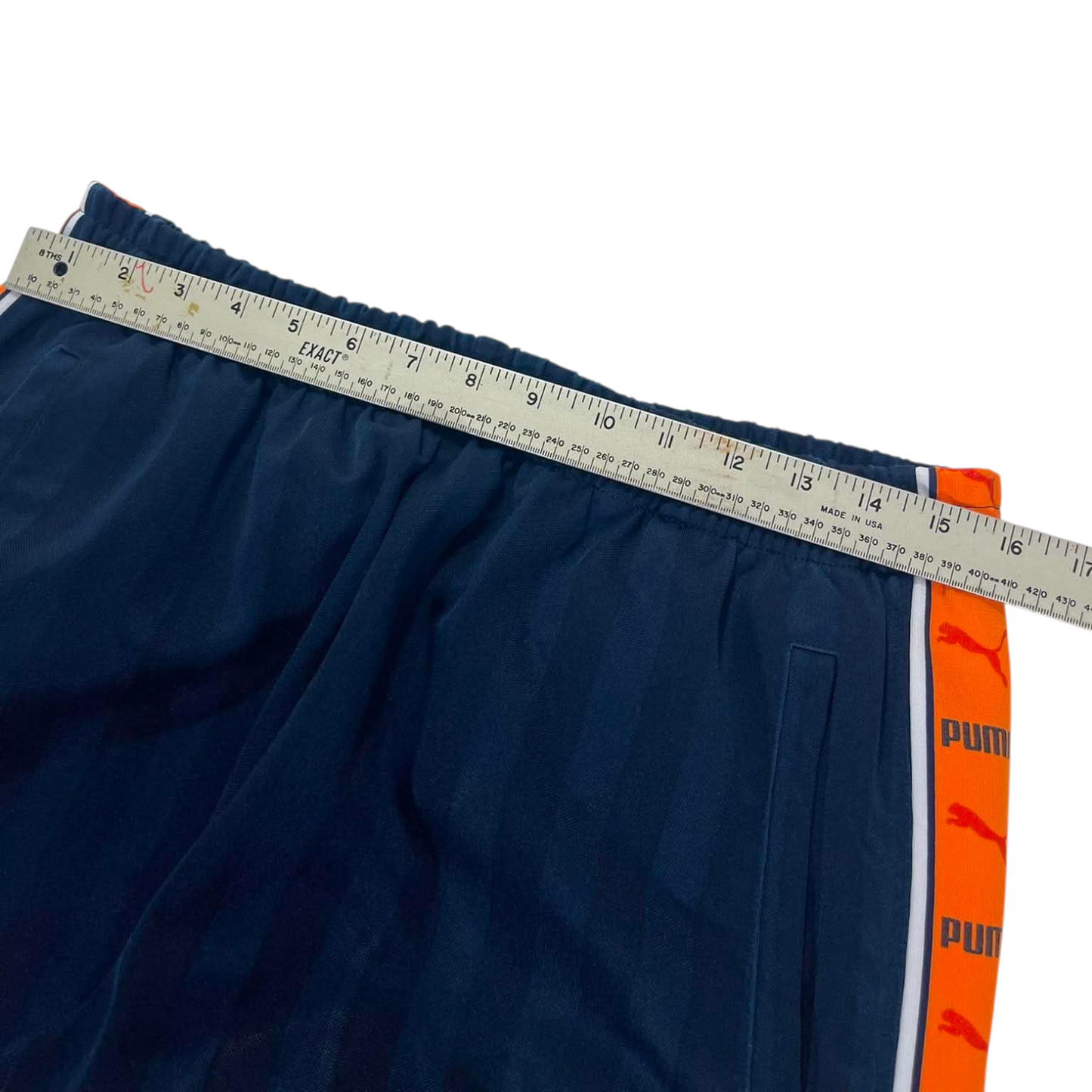 VINTAGE PUMA NAVY BLUE TRACK PANTS (L)