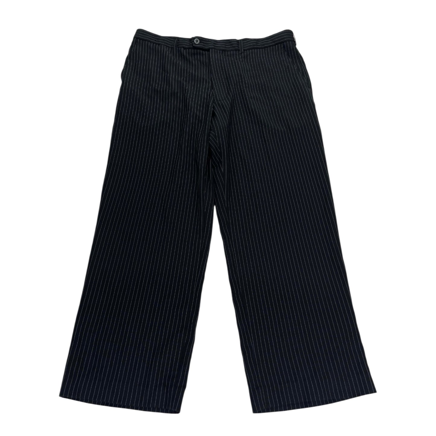 VINTAGE BRACKS BLACK PINSTRIPE WIDE LEG TROUSERS (36)