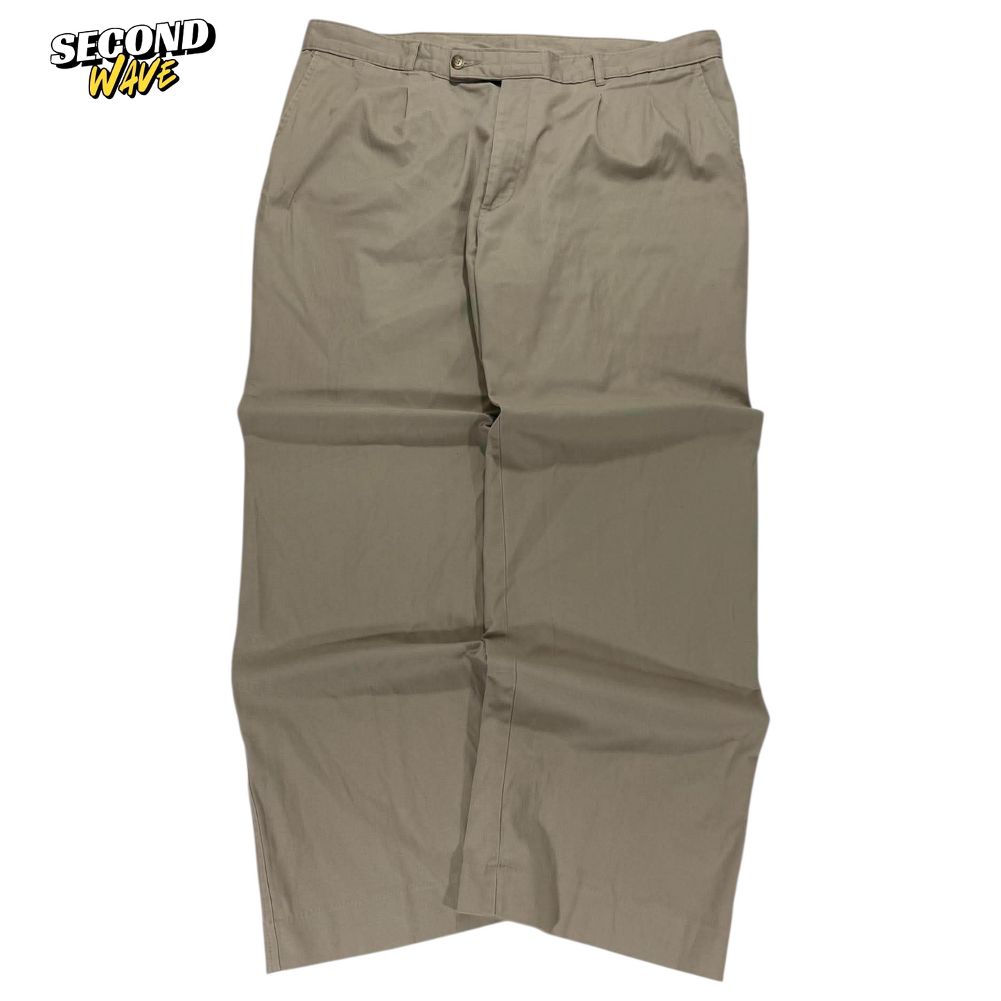 VINTAGE FARAH KHAKI STRAIGHT LEG CHINO TROUSERS (34)