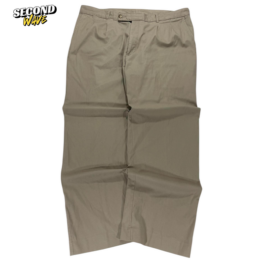 VINTAGE FARAH KHAKI STRAIGHT LEG CHINO TROUSERS (34)