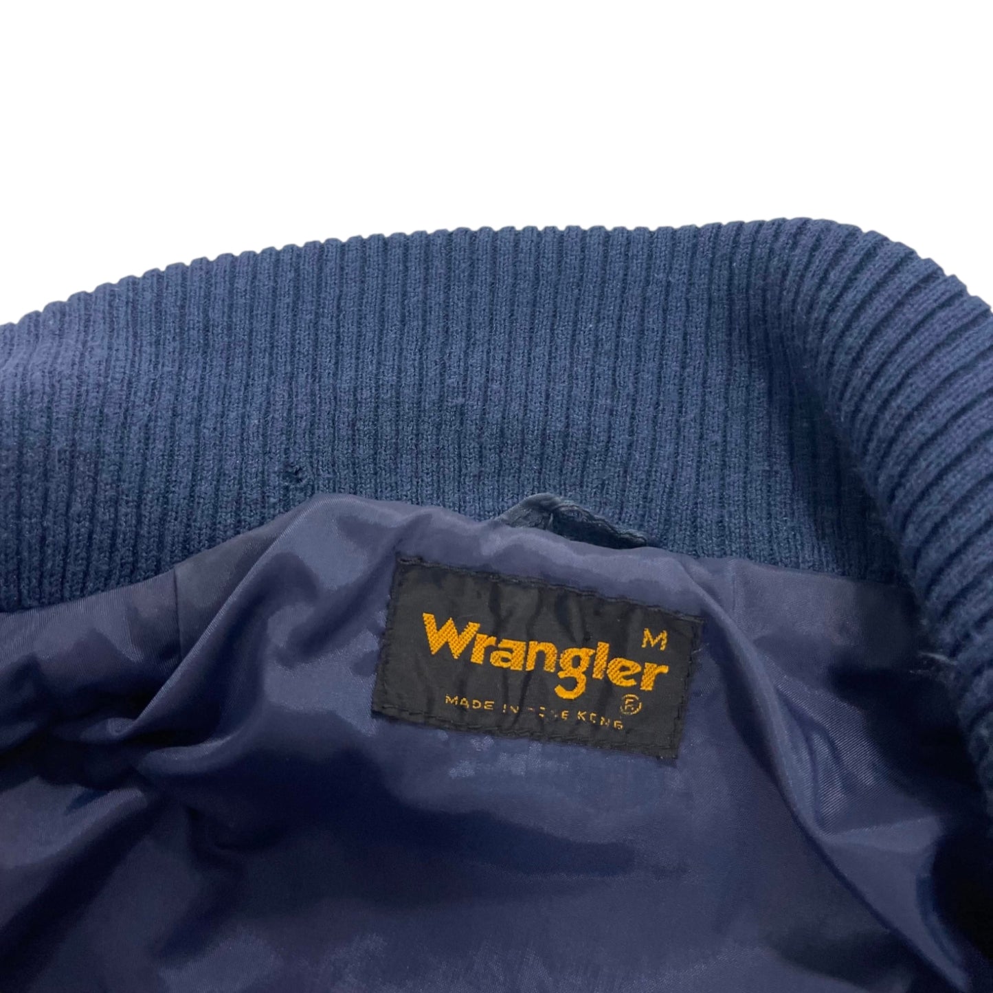 VINTAGE WRANGLER NAVY BOMBER JACKET (M)