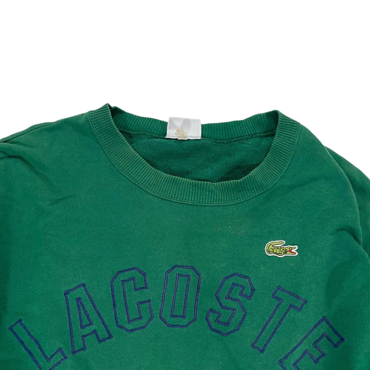 VINTAGE LACOSTE GREEN EMBROIDERED SPELLOUT SWEATSHIRT (L)