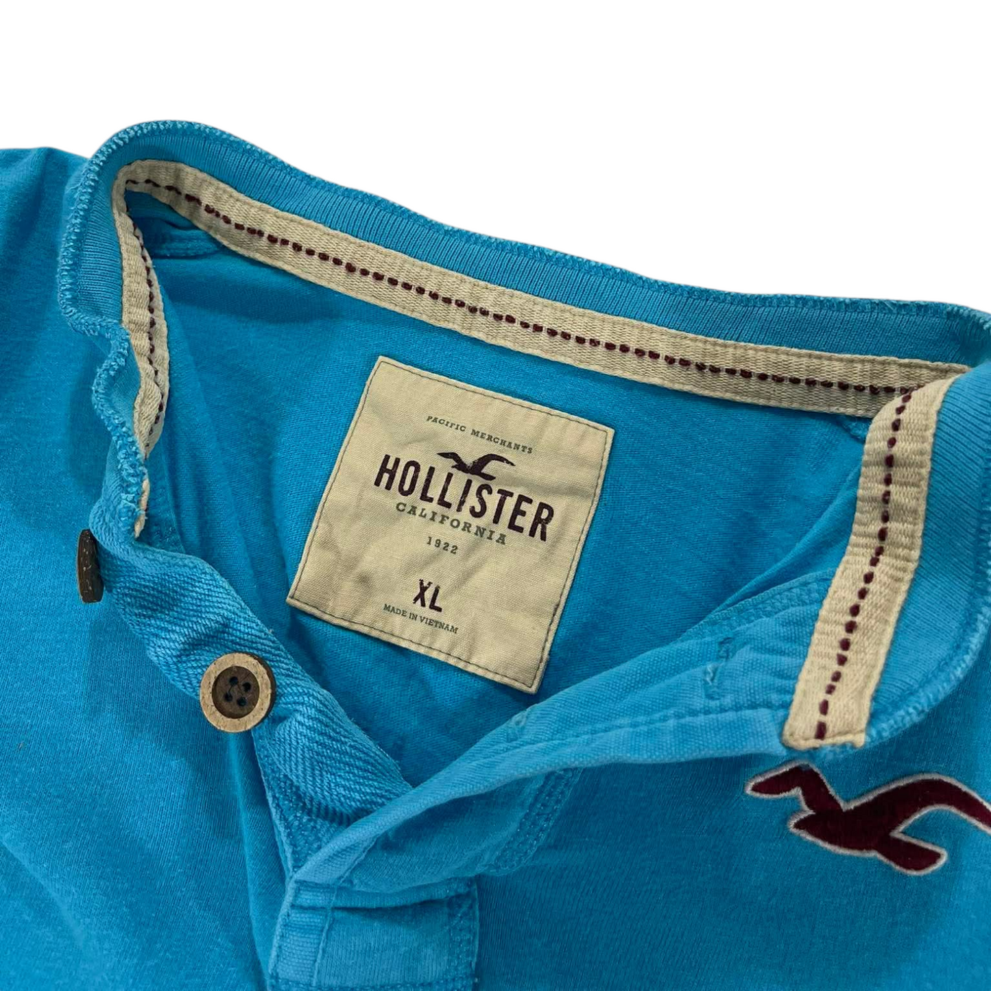 Y2K HOLLISTER BLUE POLO SHIRT (M)