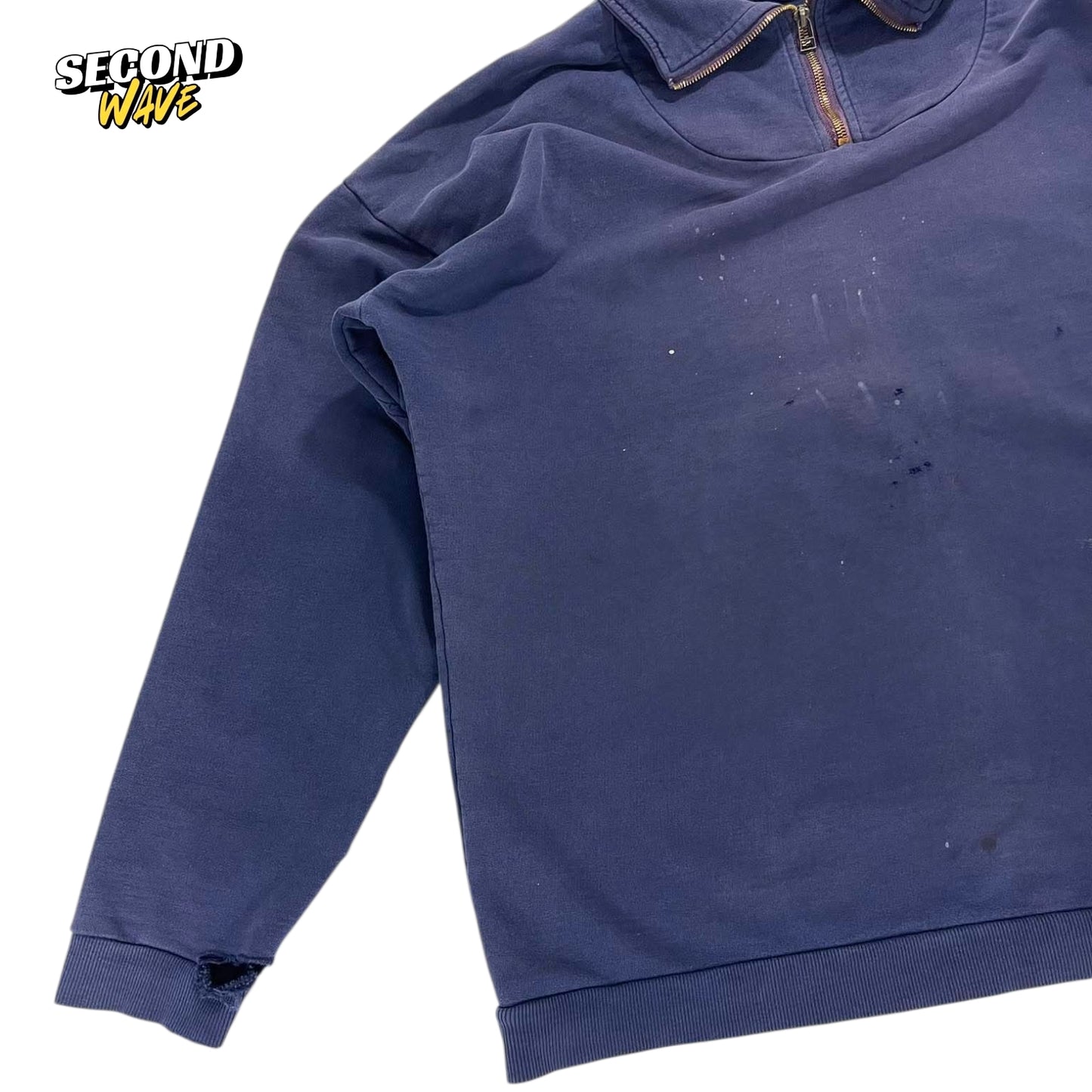 TRASHED ACTIVE WEAR NZ NAVY BLUE QUARTER ZIP (L)
