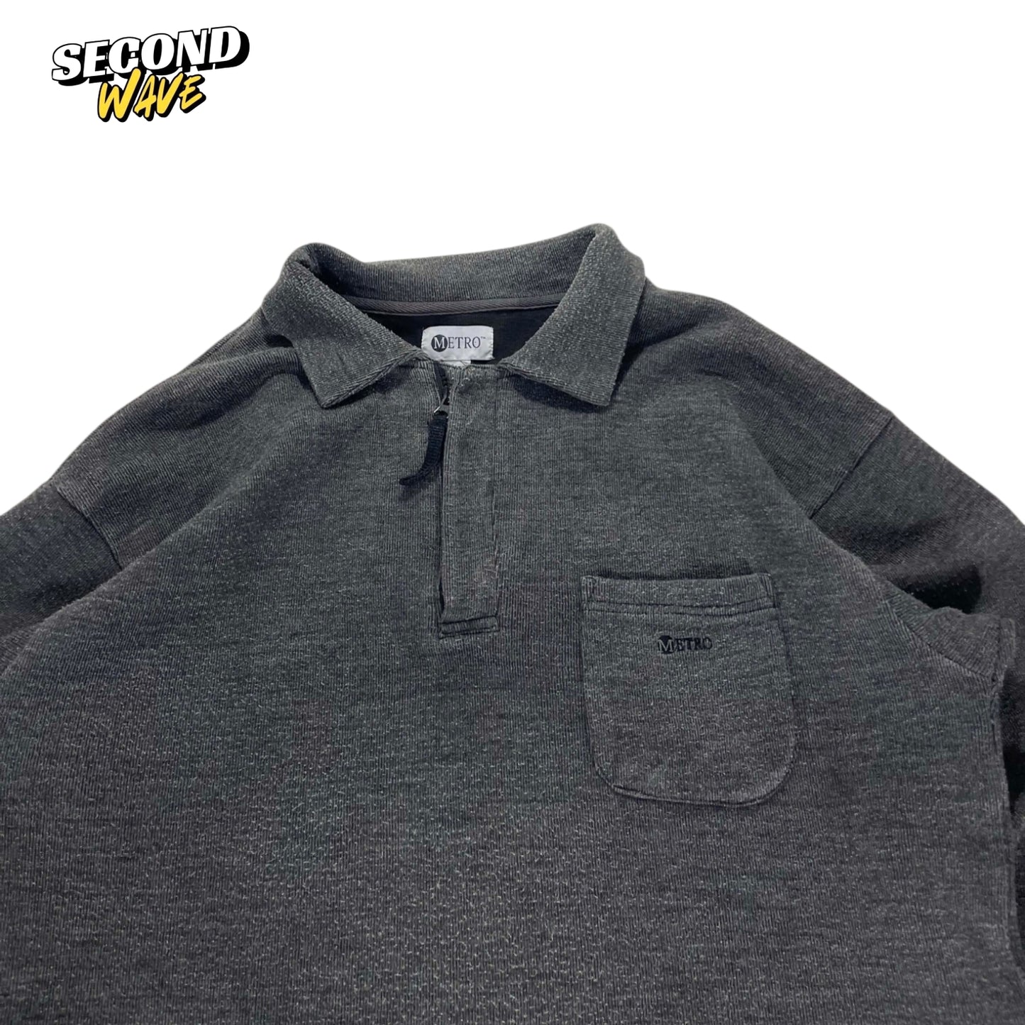METRO GREY LONG SLEEVE QUARTERZIP POLO (XL)