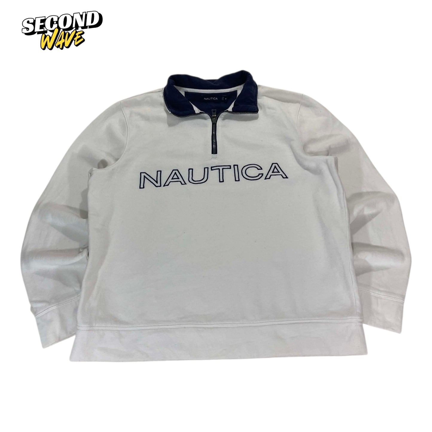 VINTAGE NAUTICA WHITE QUARTER ZIP (M)