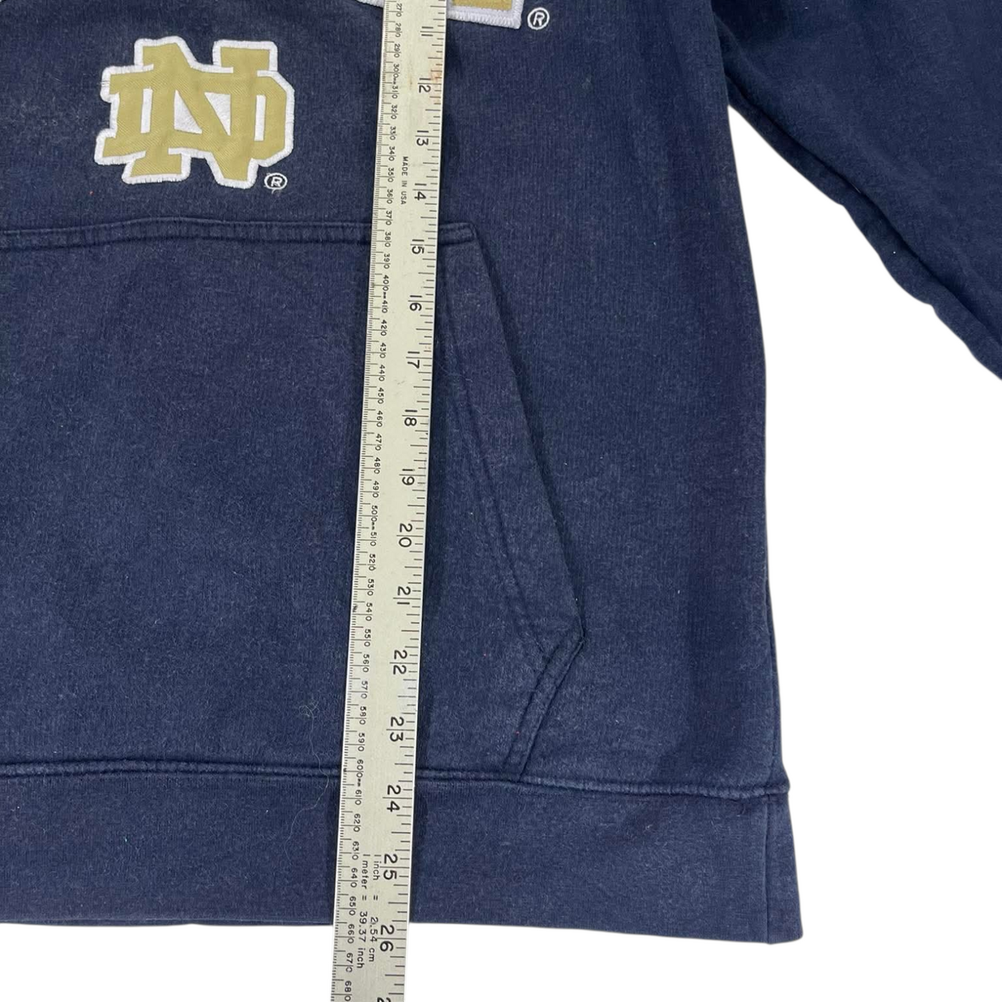 VINTAGE NOTRE DAME HOODIE WITH EMBROIDED LOGO (S-M)