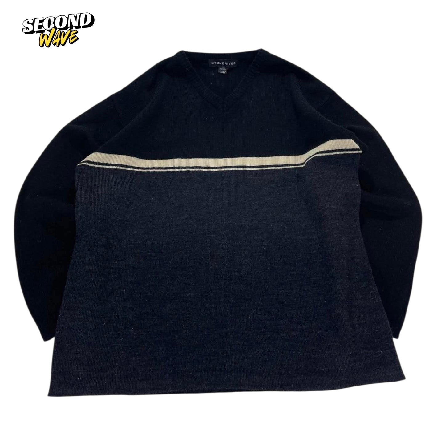 STONERIVER BLACK & TAN STRIPED LONG SLEEVE SHIRT (L)