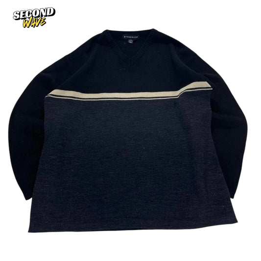 STONERIVER BLACK & TAN STRIPED LONG SLEEVE SHIRT (L)