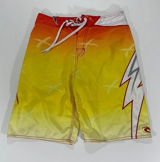 90S RIP CURL YELLOW BOARD SHORTS WITH RED AND WHITE ACCENTS (16)