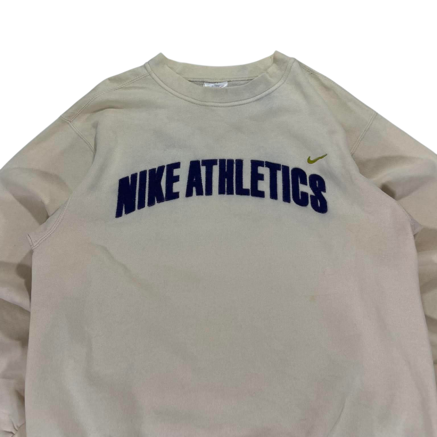 VINTAGE SPELLOUT NIKE ATHLETICS CREAM SWEATSHIRT (M-L)