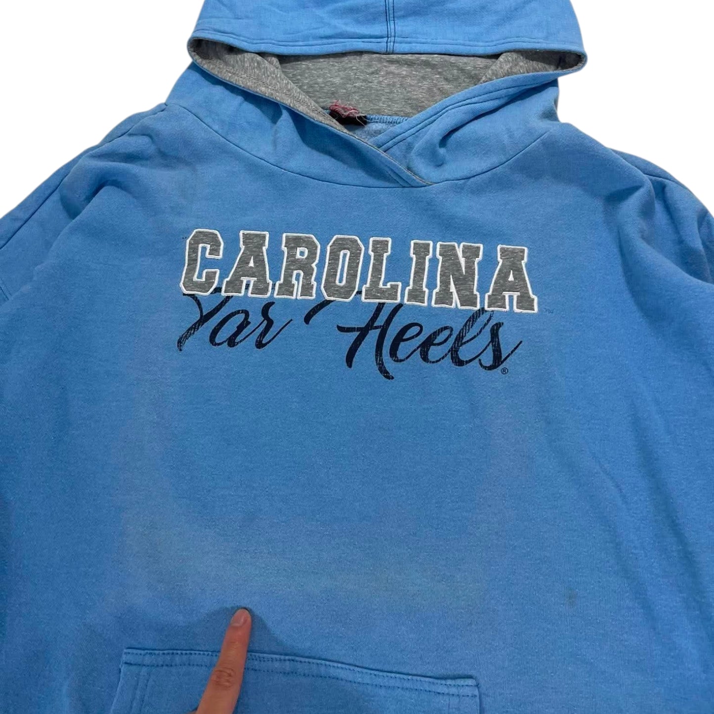 VINTAGE UNIVERSITY OF NORTH CAROLINA TAR HEELS BLUE HOODIE (L)