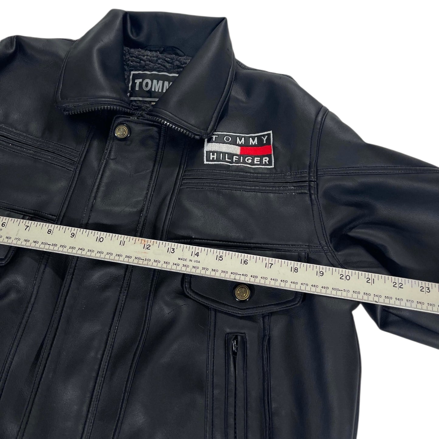 VINTAGE BL TOMMY HILFIGER BLACK LEATHER JACKET (S)