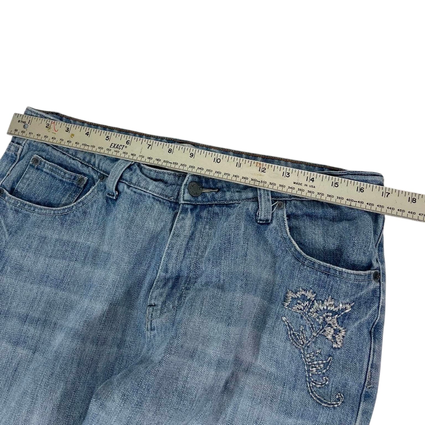 Y2K EMBROIDERED CHD LOW RISE BOOTCUT JEANS (34)