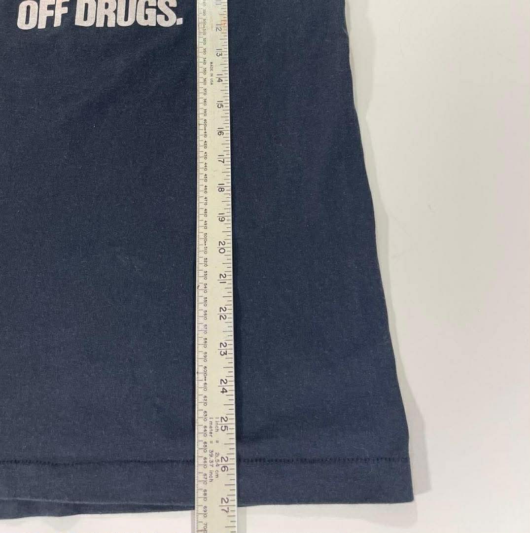 VINTAGE SINGLE STITCHED DARE TO KEEP KIDS OFF DRUGS NAVY T-SHIRT (L)