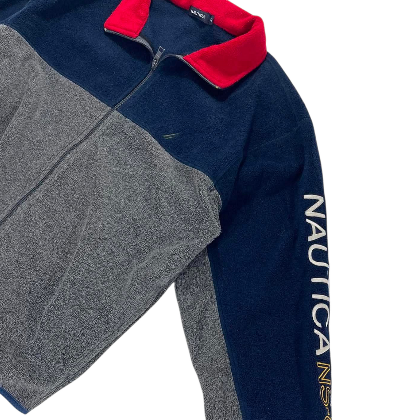 VINTAGE NAUTICA NAVY BLUE FLEECE JACKET (S-M)
