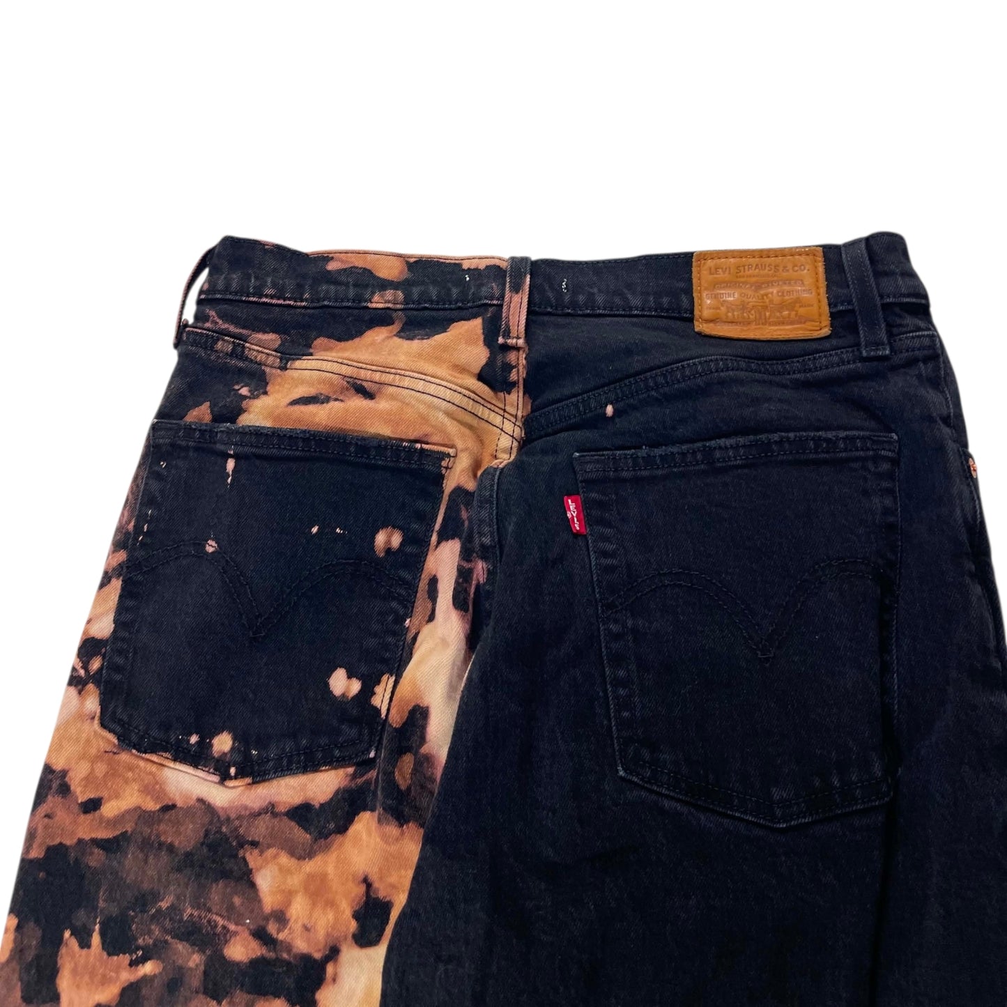 VINTAGE LEVI'S BLACK & BROWN TIE-DYE FLARE JEANS (30)