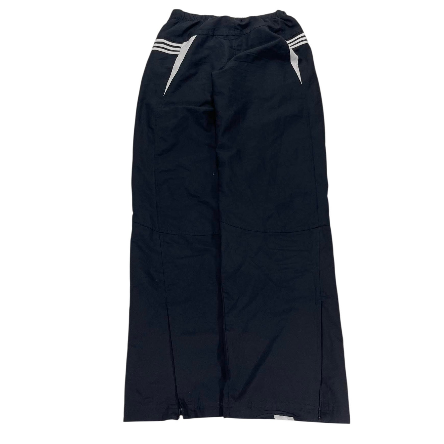 ADIDAS BLACK TRACK PANTS WITH WHITE STRIPES (S)
